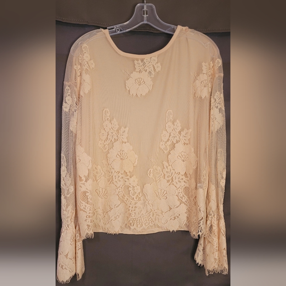 Daytrip See Through Lacey Long Sleeve Top Sz Med - Picture 3 of 9